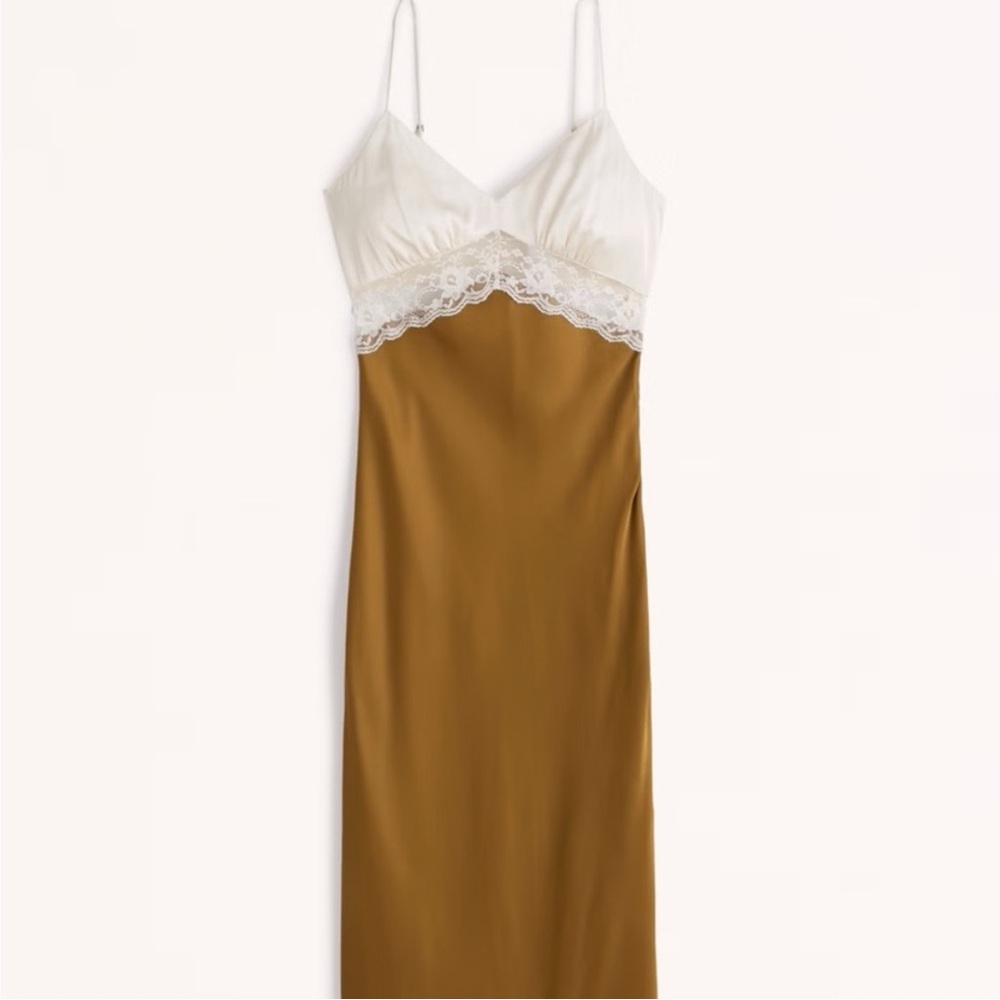 Abercrombie & Fitch Ivory and Mustard Slip Midi Dress - Picture 5 of 5